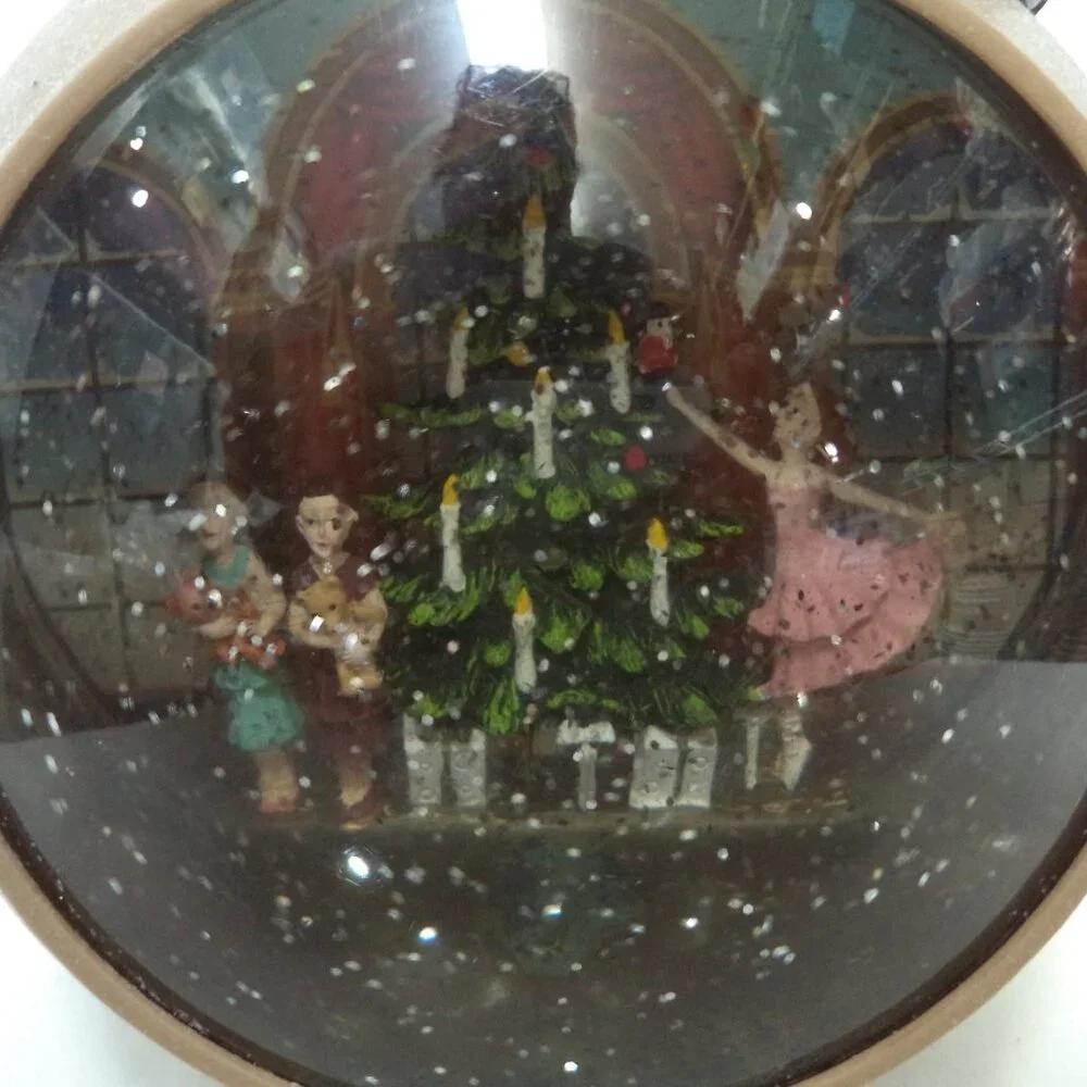 Vintage Christmas Nutcracker ornament Snow Globe lights up plastic 7 x 7 Holiday